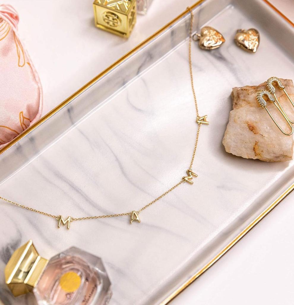 14K Gold Mama Bib Necklace - 14" - The Avenue44