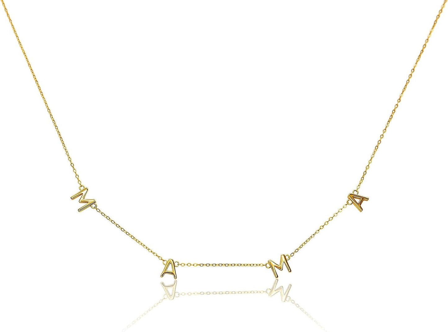 14K Gold Mama Bib Necklace - 14" - The Avenue44