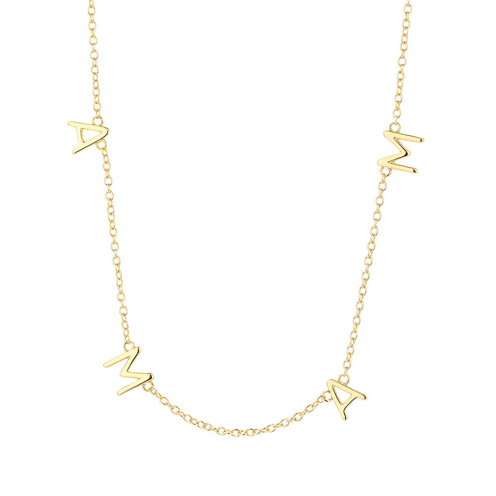 14K Gold Mama Bib Necklace - 14" - The Avenue44