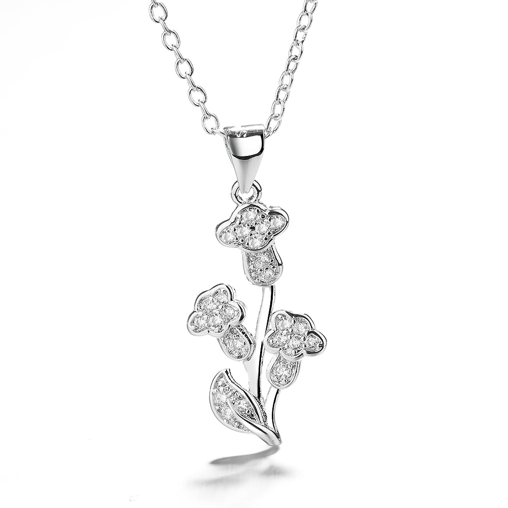 18k Rose And Sterling Silver Tulip Pendant Necklace with crystals - The Avenue44