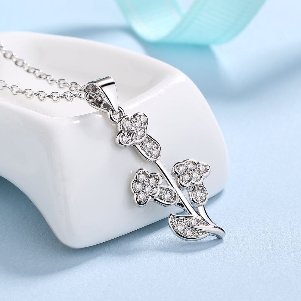 18k Rose And Sterling Silver Tulip Pendant Necklace with crystals - The Avenue44
