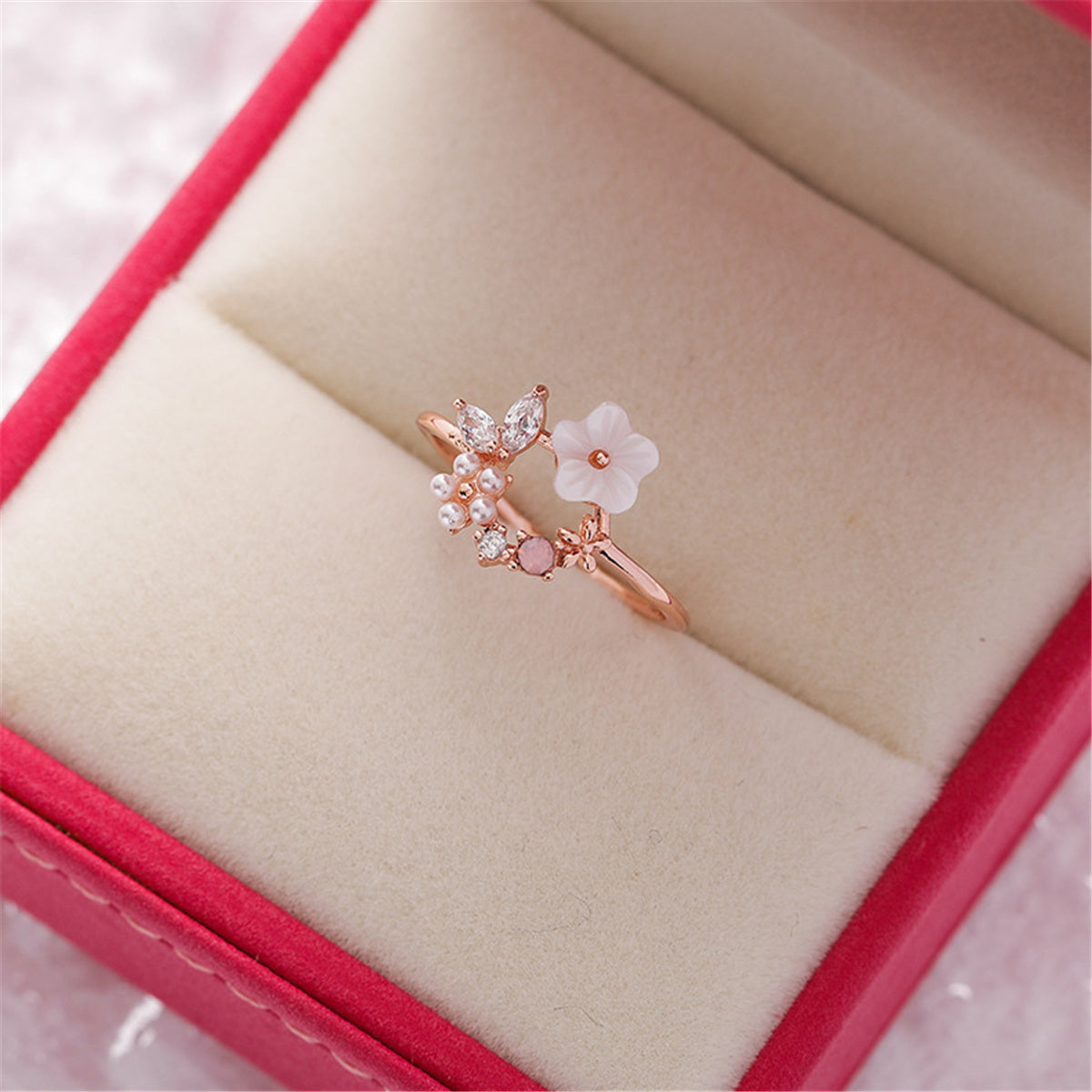 14K Gold Adjustable Ring with crystals from Swarovski - The Avenue44