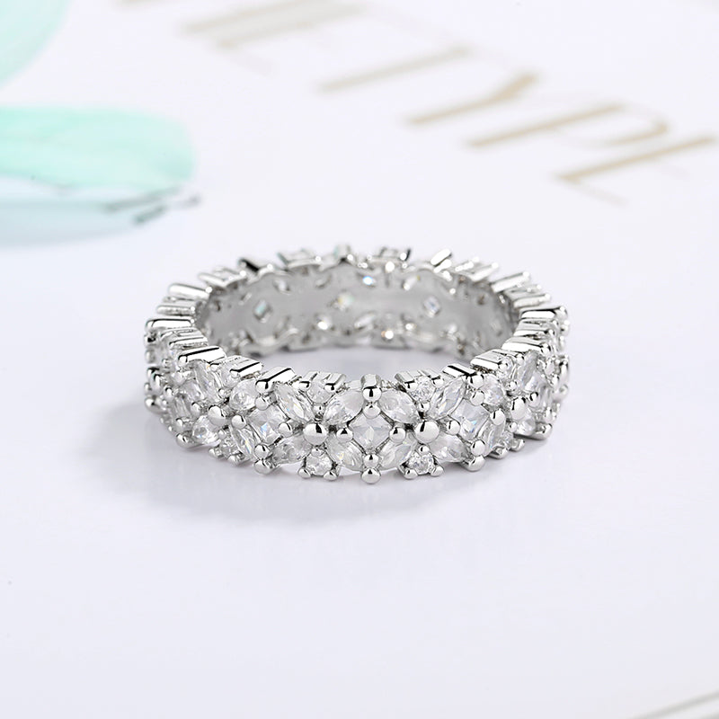 Sterling Silver Marquise-Cut Flower Ring With crystals from Swarovski - The Avenue44