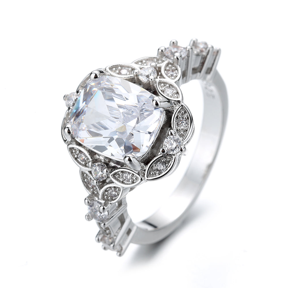 14K White Gold Plated Ageless Engagement ring with crystals from Swarovski - The Avenue44