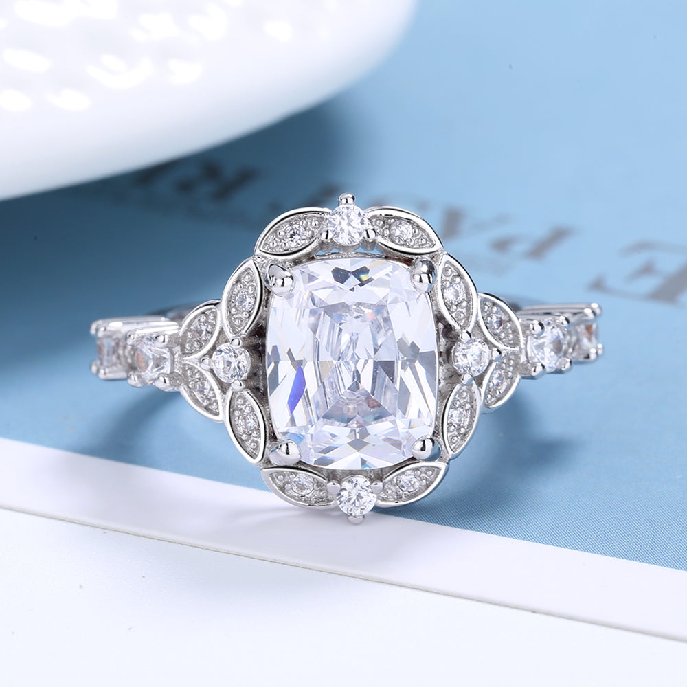 14K White Gold Plated Ageless Engagement ring with crystals from Swarovski - The Avenue44