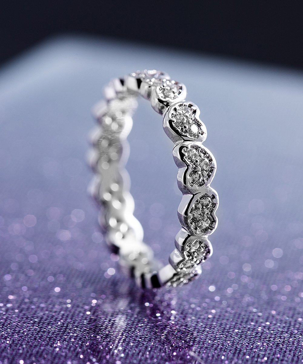 Sterling Silver Heart Ring With Crystals from Swarovski - The Avenue44