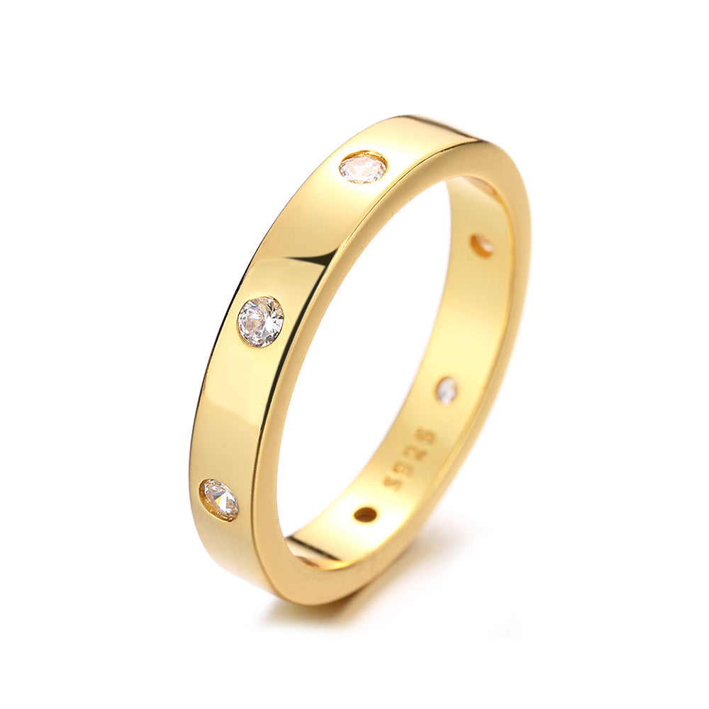 14K Gold thick Band Ring with crystals from Swarovski - The Avenue44