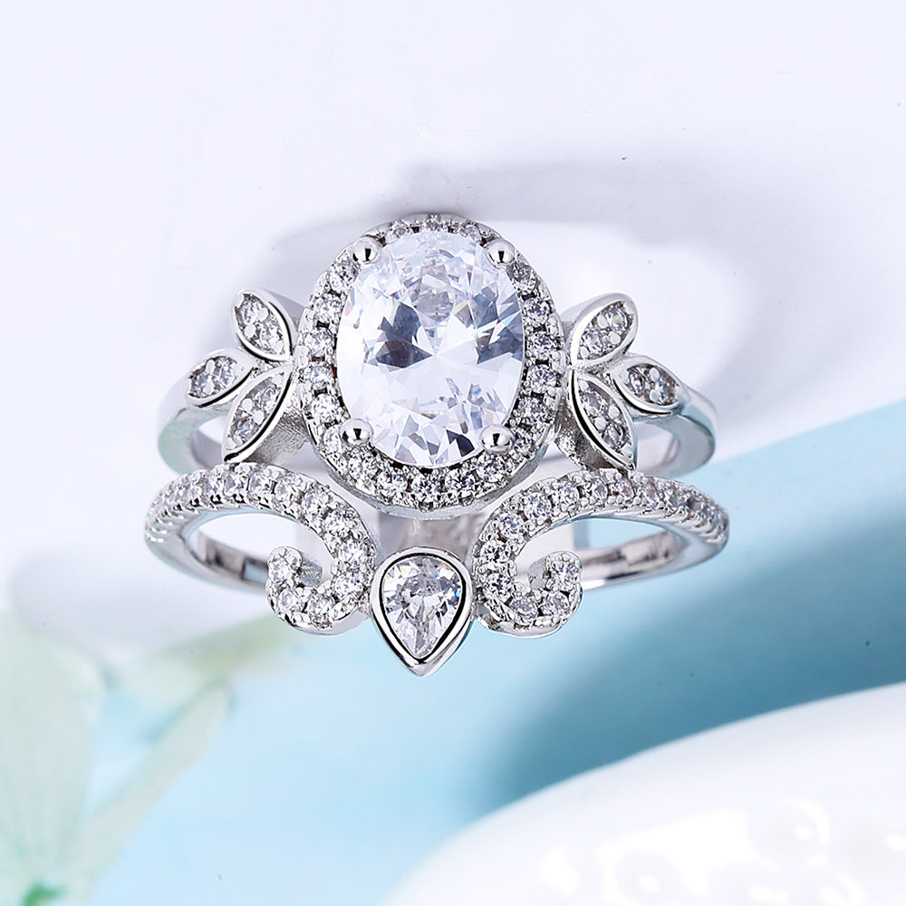 Sterling Silver Quaint Engagement Ring with crystals from Swarovski - The Avenue44