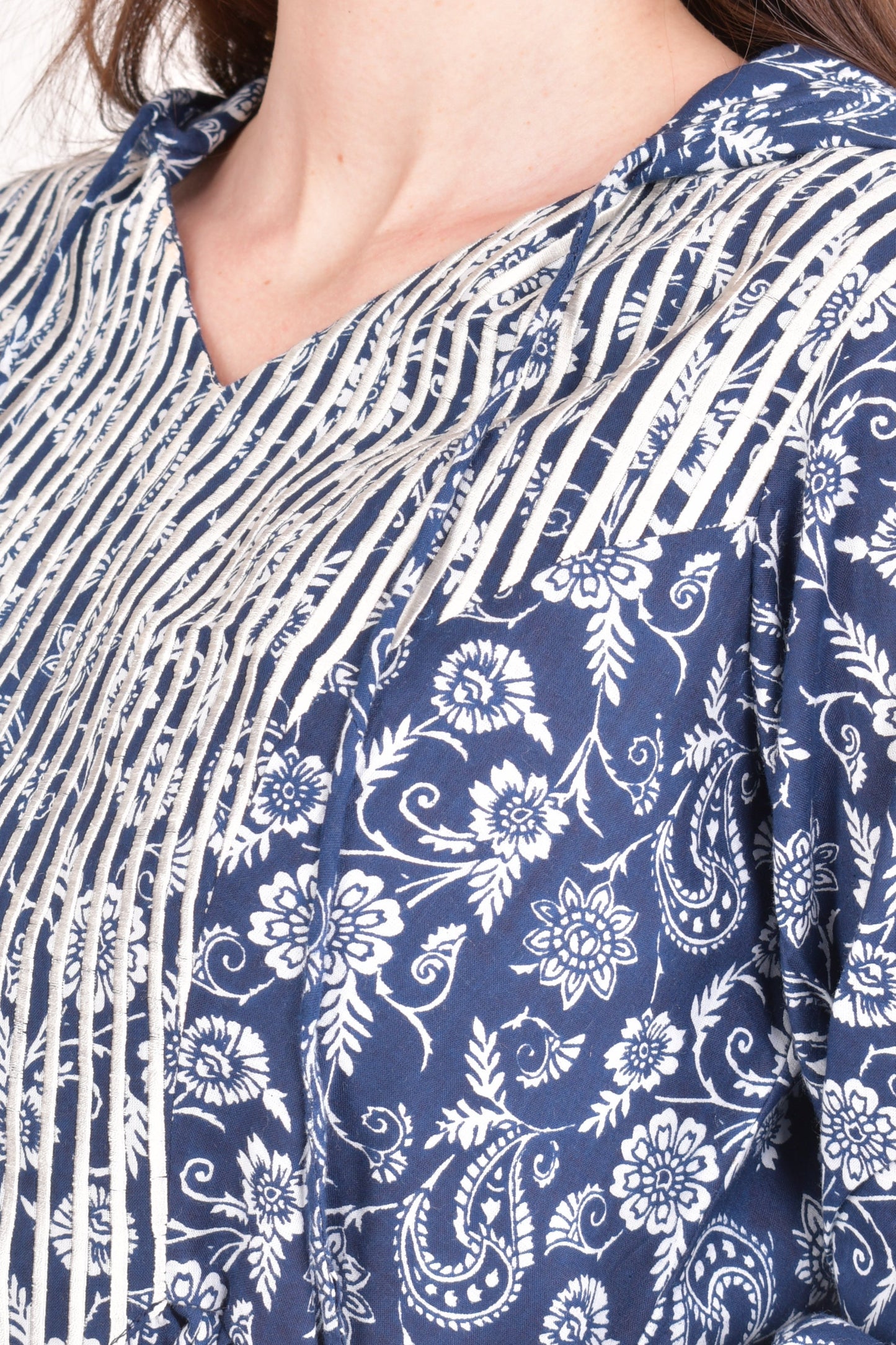 Harper Blue Embroidered Hoodie Mini Dress