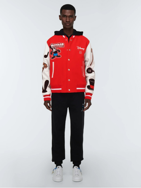 Givenchy - x Disney® leather-trimmed wool-blend varsity jacket