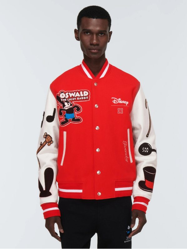 Givenchy - x Disney® leather-trimmed wool-blend varsity jacket