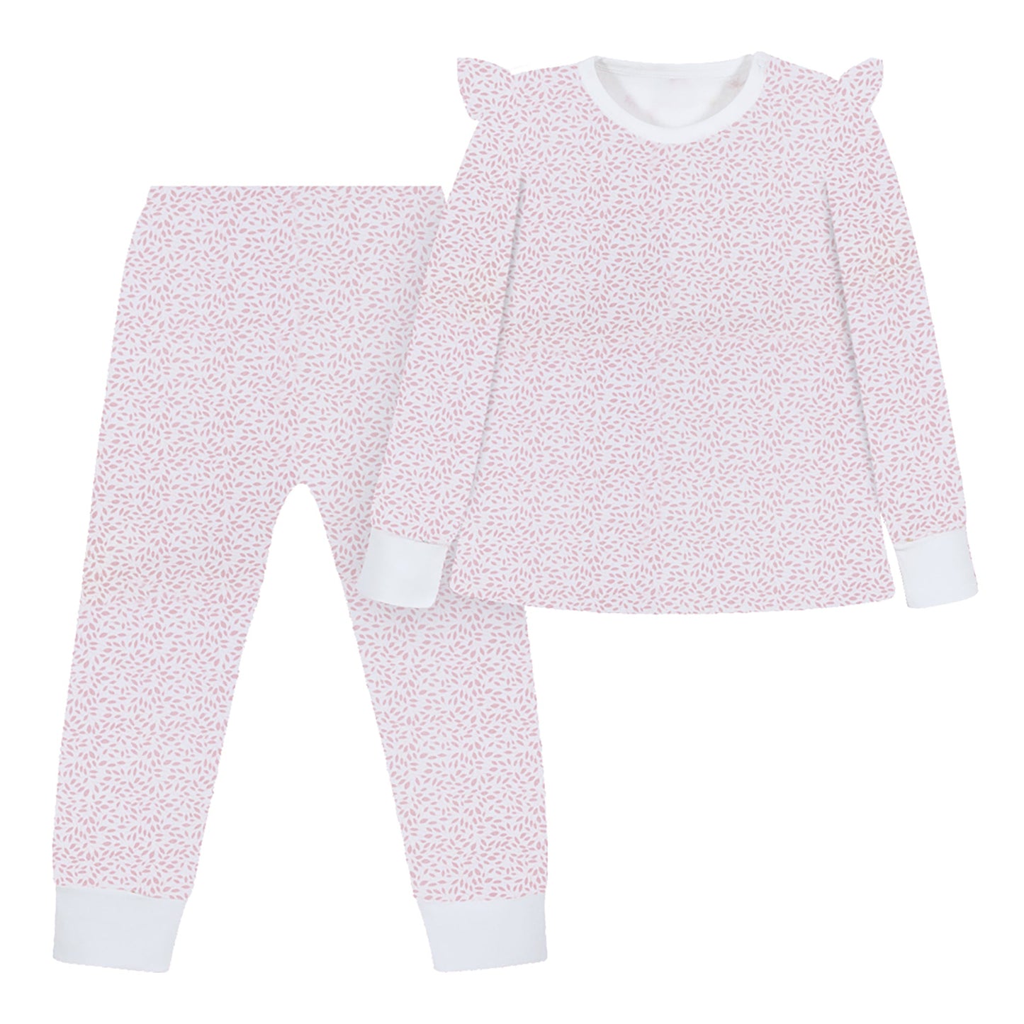 Pink Leaves Pima Long Pajama Set - The Avenue44