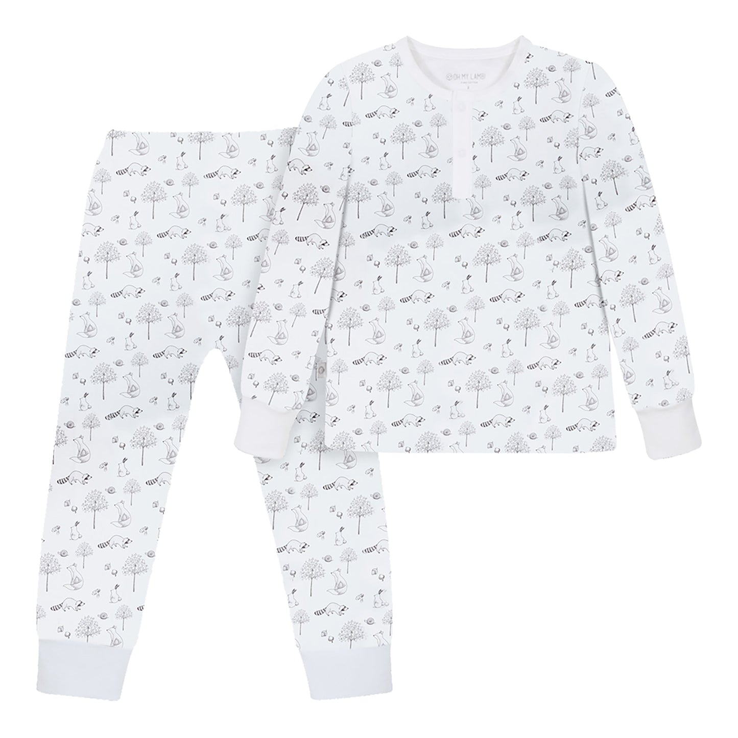 Gray Raccoon Pima Long Pajama Set - The Avenue44