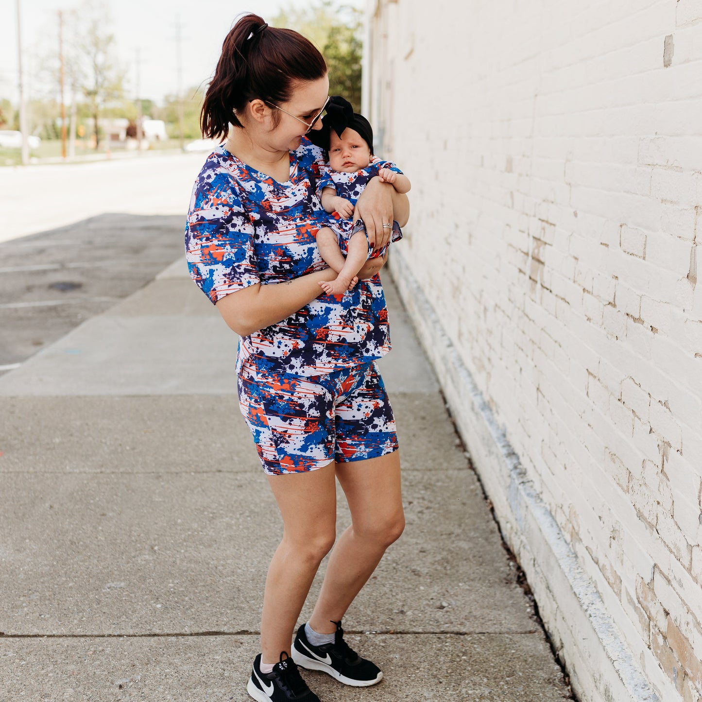 WOMANS BIKER SHORT SET- American Splatter - The Avenue44