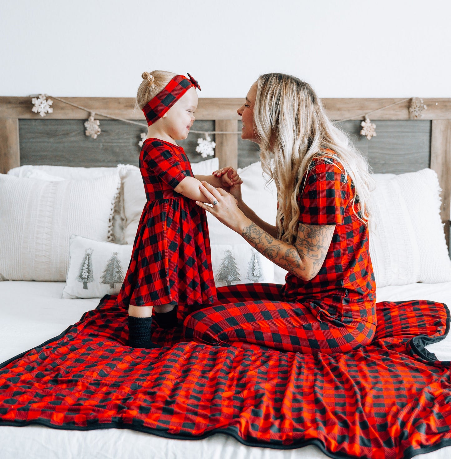 MAMA V-NECK- Red Buffalo Plaid - The Avenue44