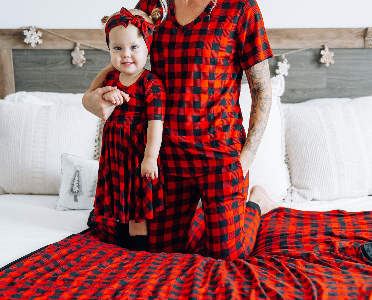 MAMA V-NECK- Red Buffalo Plaid - The Avenue44
