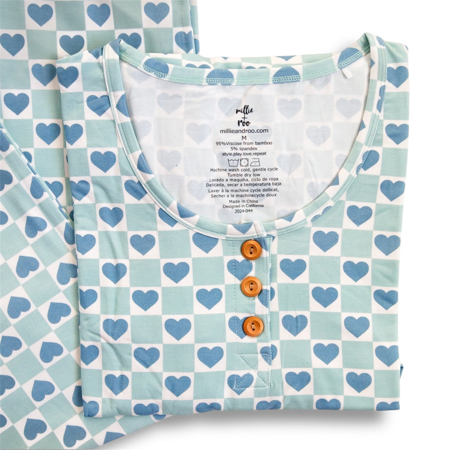 WOMEN'S PAJAMA SET- Blue Hearts - The Avenue44