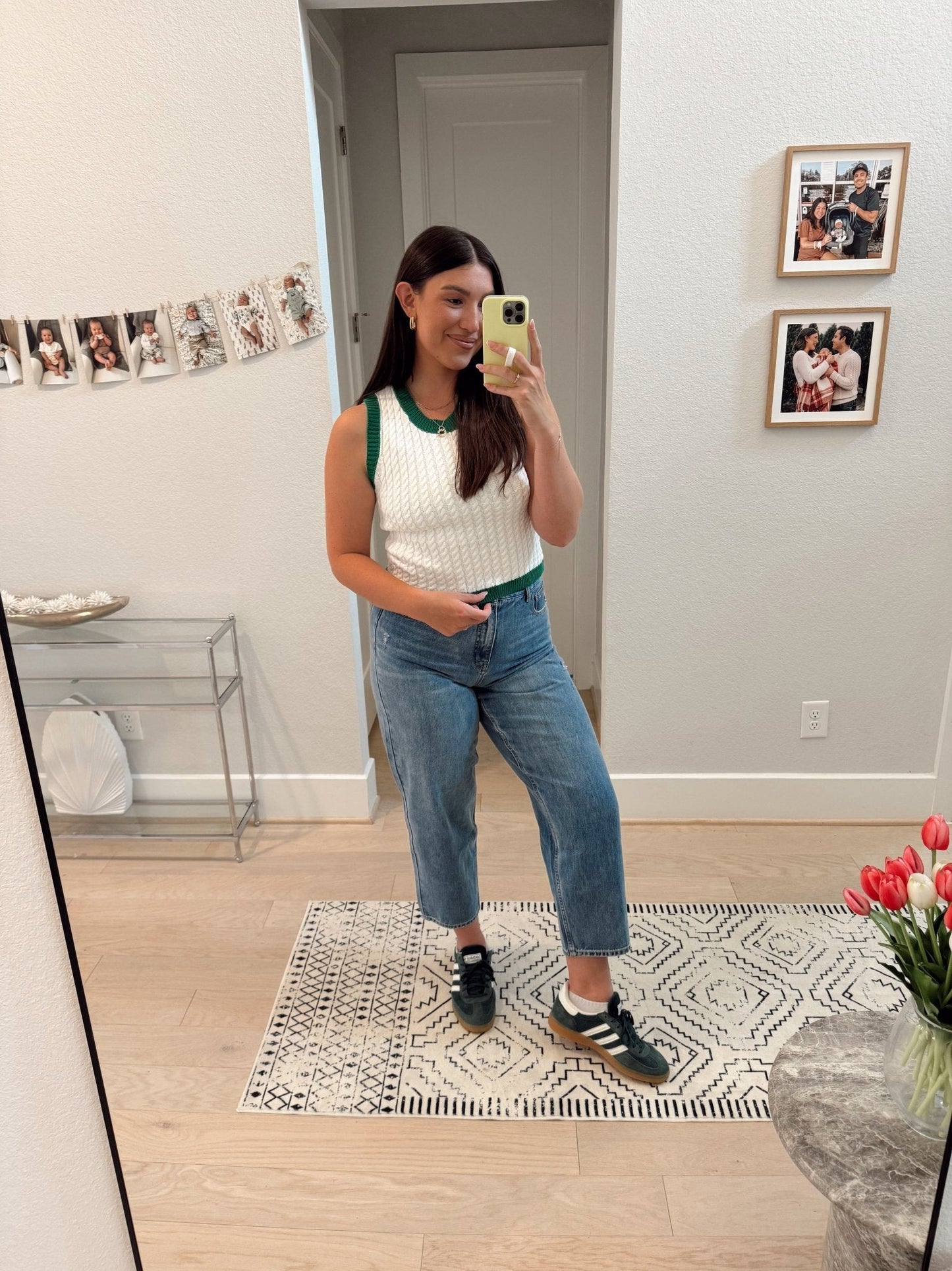Charlotte Ivory and Green Sweater Tank Top - FINAL SALE - The Avenue44