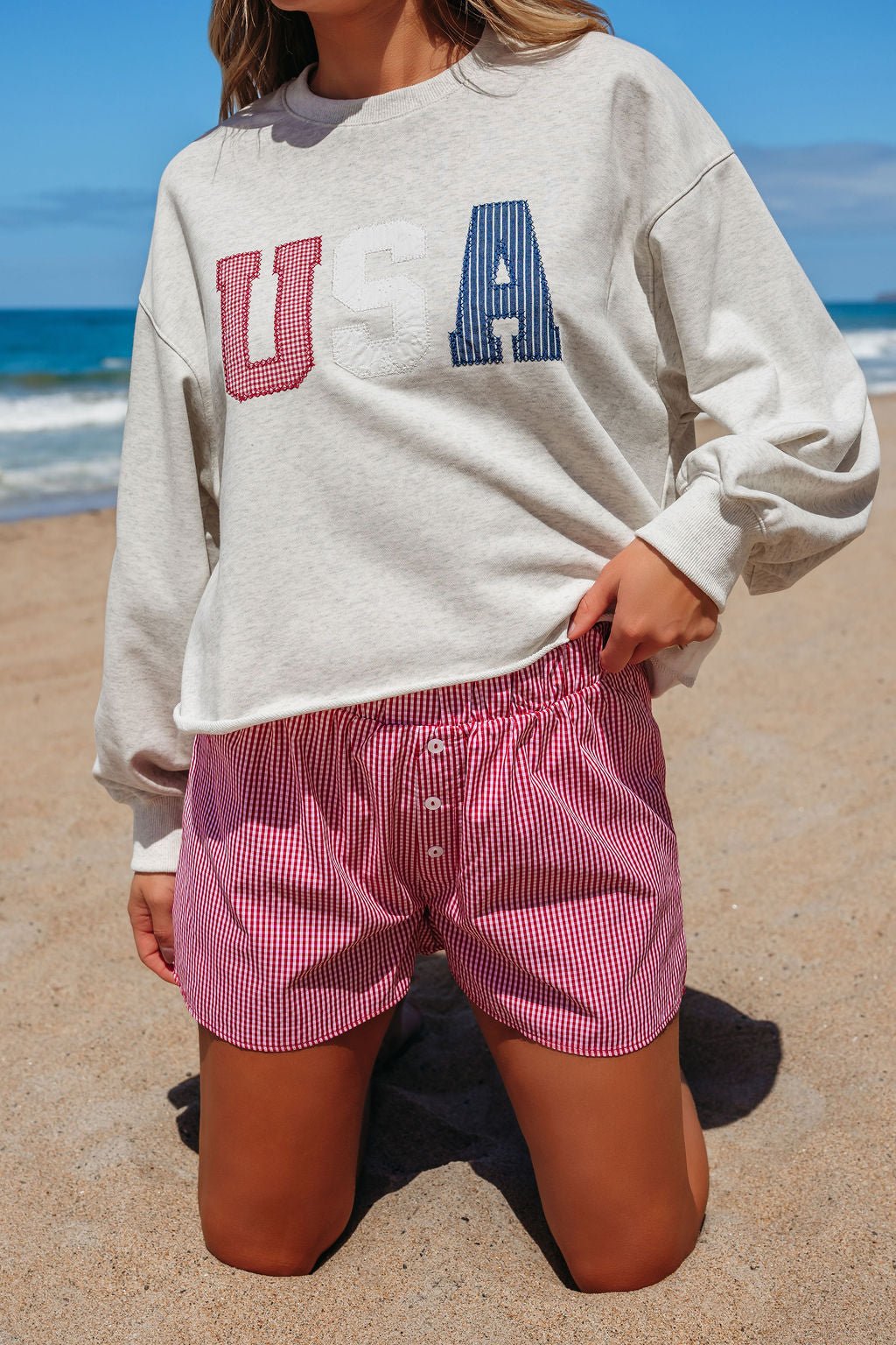 Red and White Gingham Print Boxer Shorts - FINAL SALE - The Avenue44