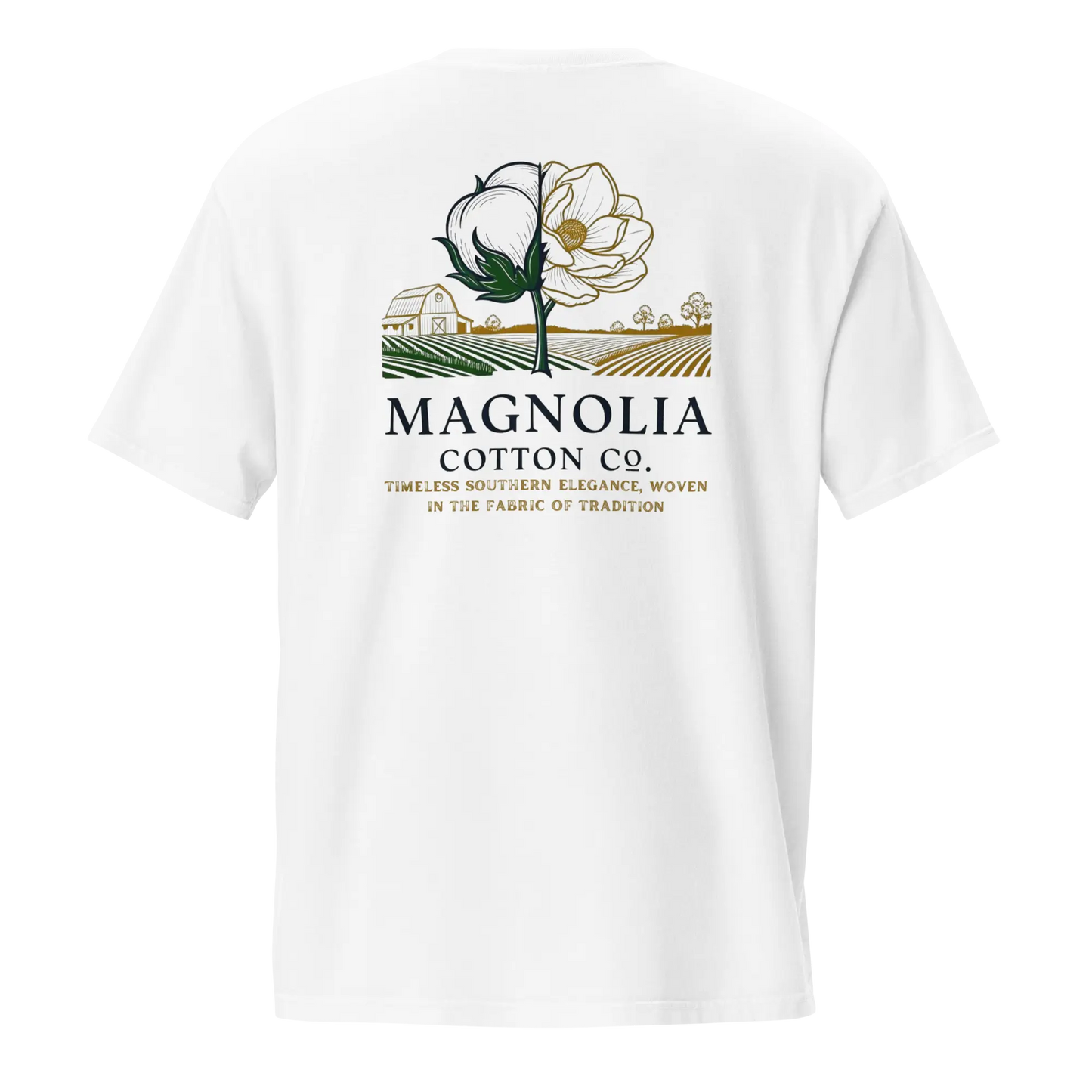 Magnolia White Timeless Southern Elegance T-Shirt – Magnolia Cotton Co.