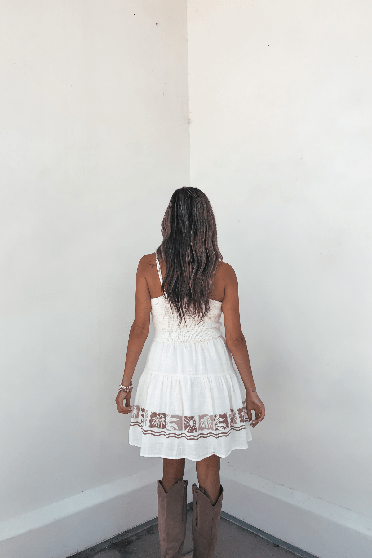 Vintage Havana Cream Border Print Mini Dress - FINAL SALE - The Avenue44