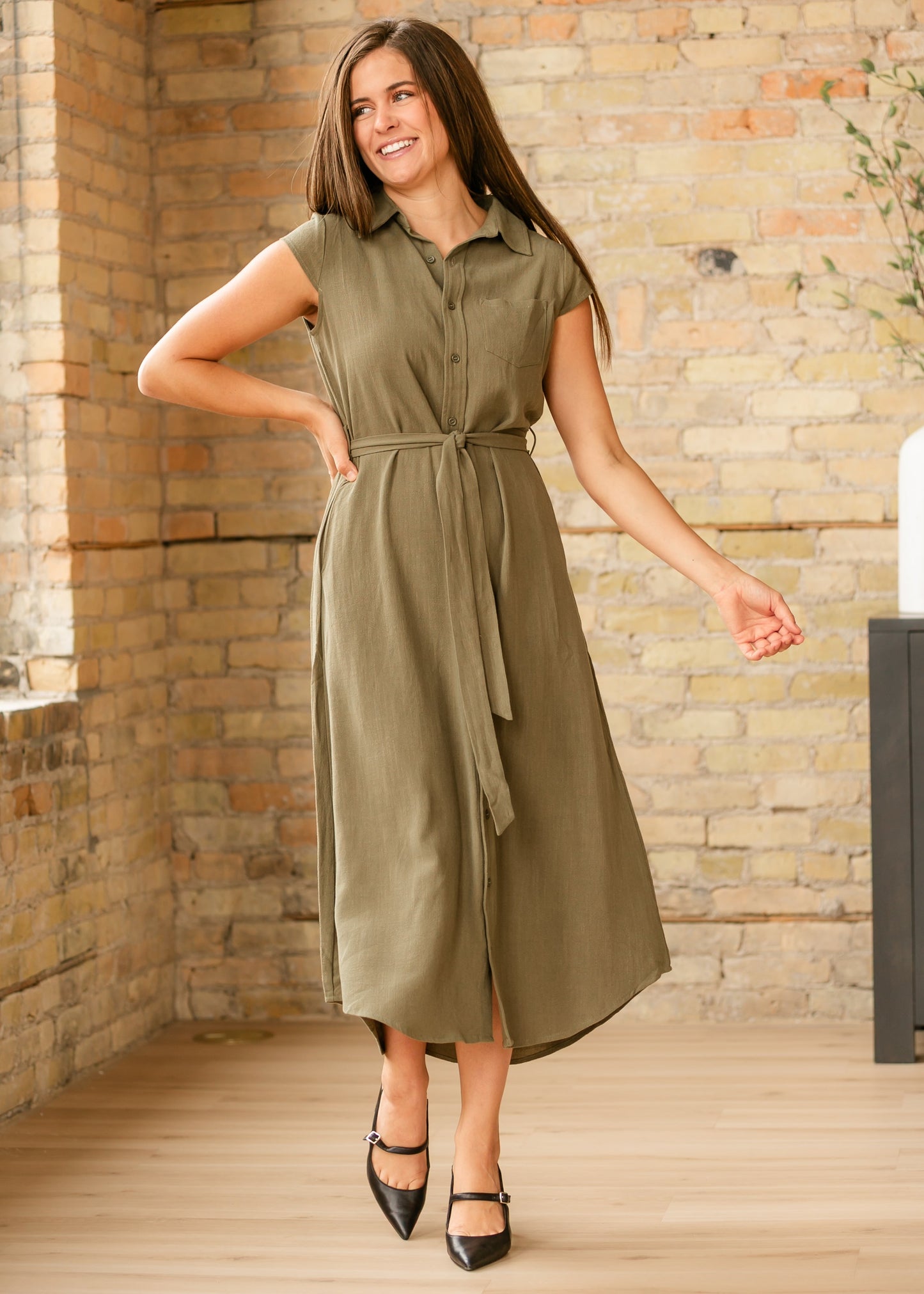 Willow Cap Sleeve Linen Midi Dress