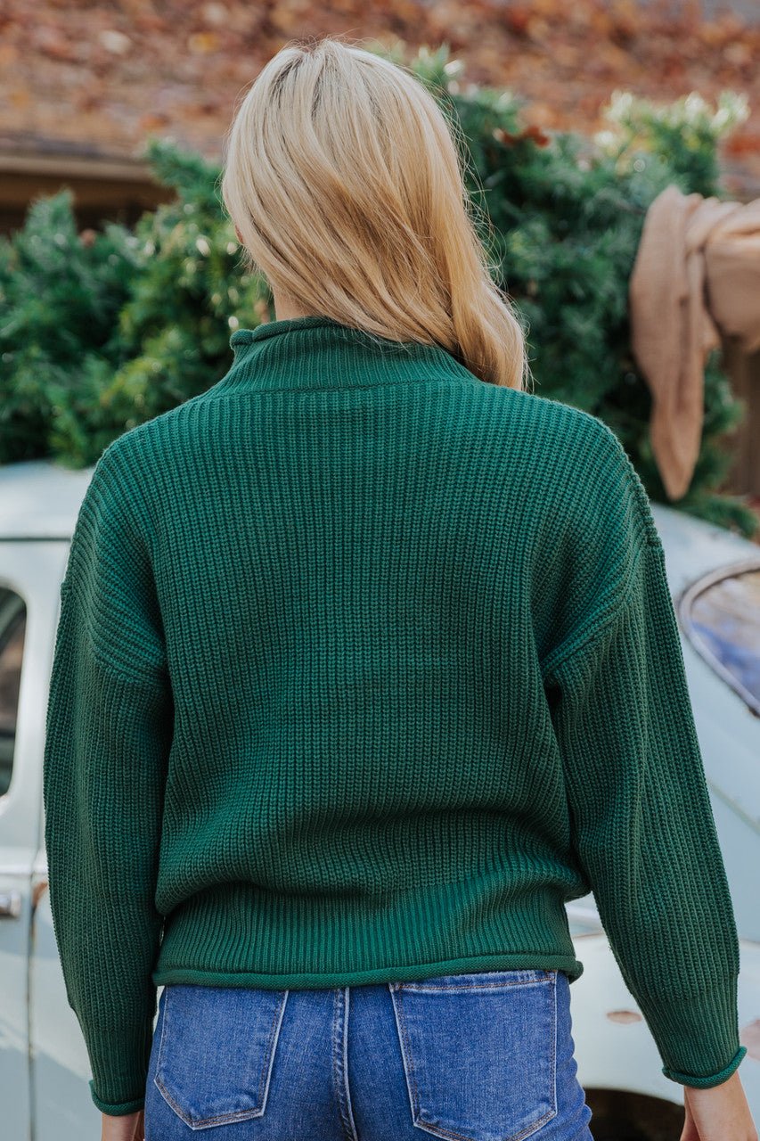 Winter Wonderland Green Mock Neck Sweater-FINAL SALE - The Avenue44