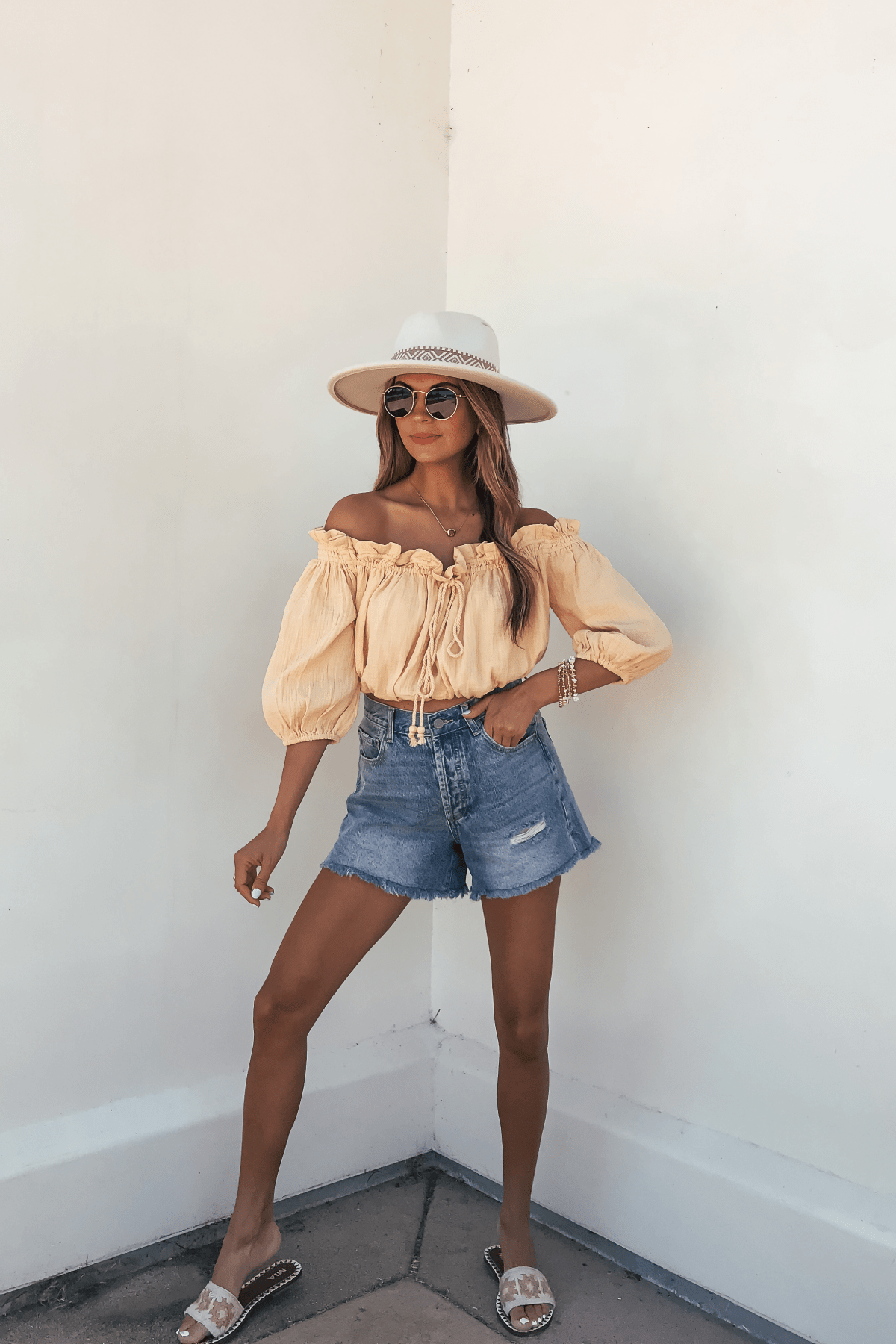 Yellow Bubble Hem Off The Shoulder Top - FINAL SALE - The Avenue44