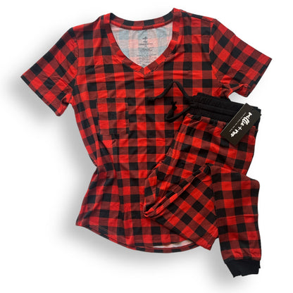 MAMA V-NECK- Red Buffalo Plaid - The Avenue44
