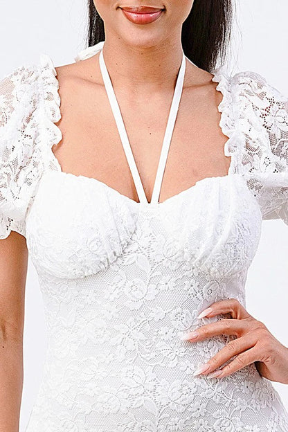 BUBBLE SLEEVES BODYCON MINI DRESS