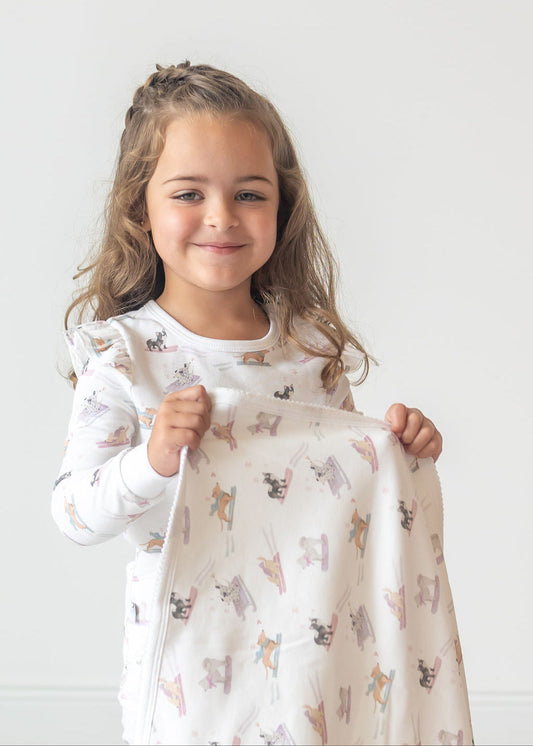 Ski Pups Girl Pima Baby Blanket - The Avenue44