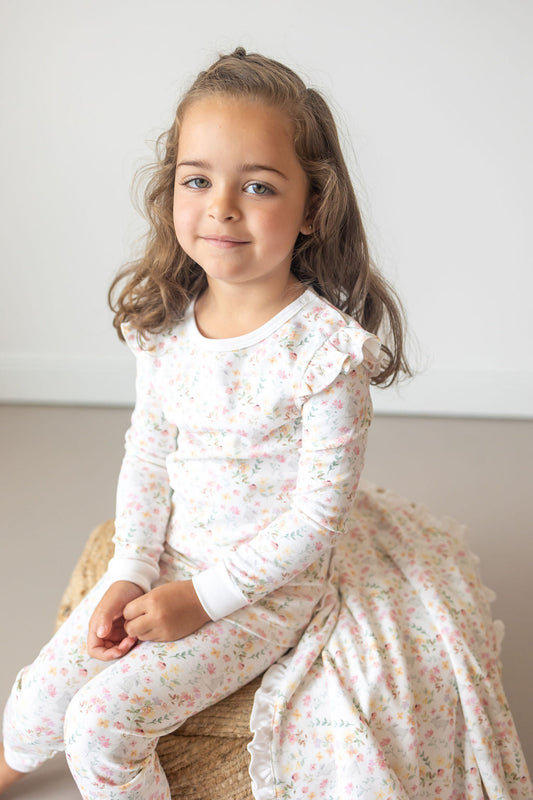 Winter Flowers Pima Long Pajama Set - The Avenue44