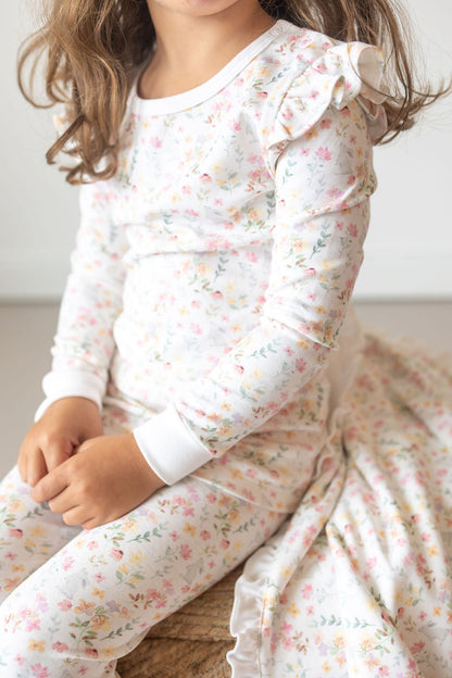 Winter Flowers Pima Long Pajama Set - The Avenue44
