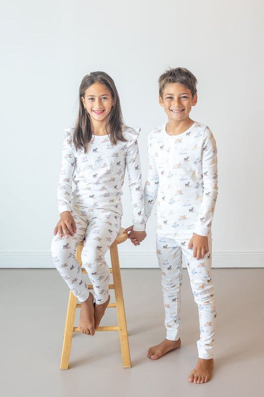 Ski Pups Girl Pima Long Pajama Set - The Avenue44