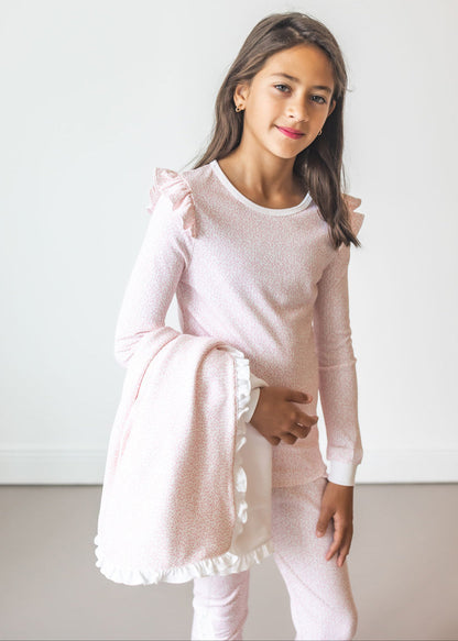 Pink Leaves Pima Long Pajama Set - The Avenue44