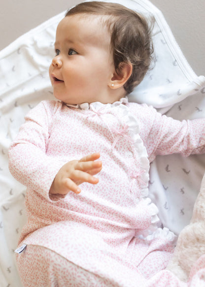 Pink Leaves Pima Baby Pajama - The Avenue44
