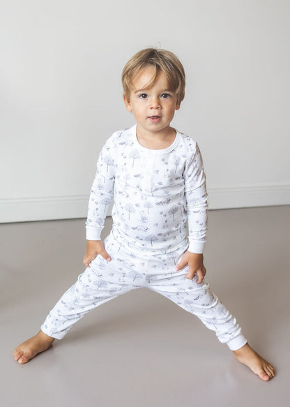 Gray Raccoon Pima Long Pajama Set - The Avenue44