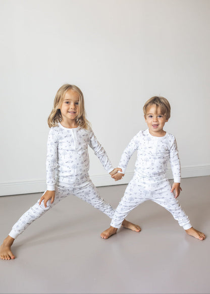 Gray Raccoon Pima Long Pajama Set - The Avenue44