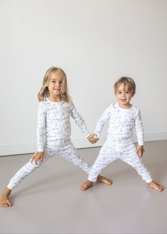Gray Raccoon Pima Long Pajama Set - The Avenue44