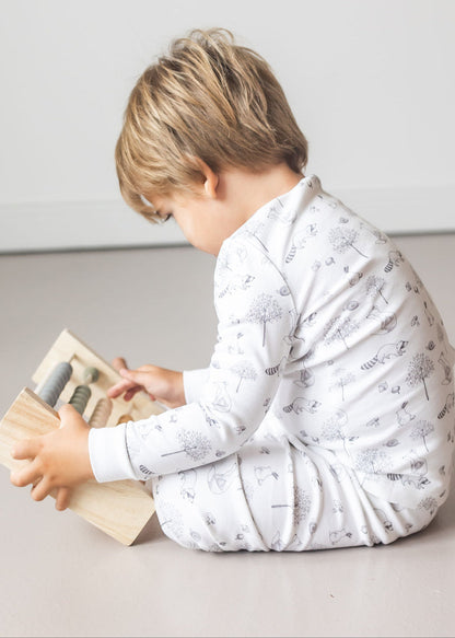 Gray Raccoon Pima Long Pajama Set - The Avenue44