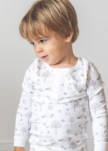 Gray Raccoon Pima Long Pajama Set - The Avenue44