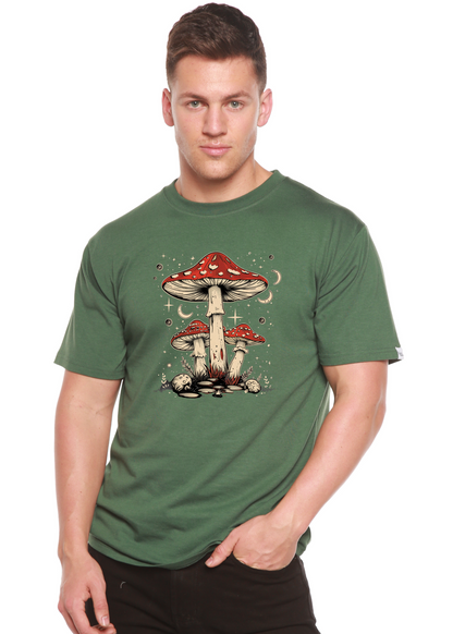Boho Retro Hippie Mushrooms Natural Unisex Bamboo/Cotton Graphic T-Shirt