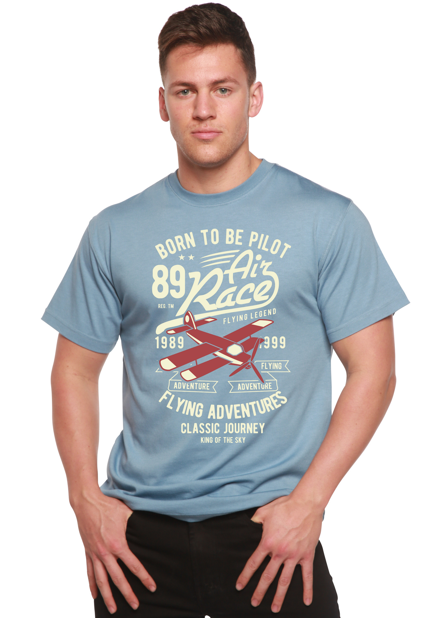 Born To Be Pilot Men's Bamboo Viscose/Organic Cotton Short Sleeve Graphic T-Shirt