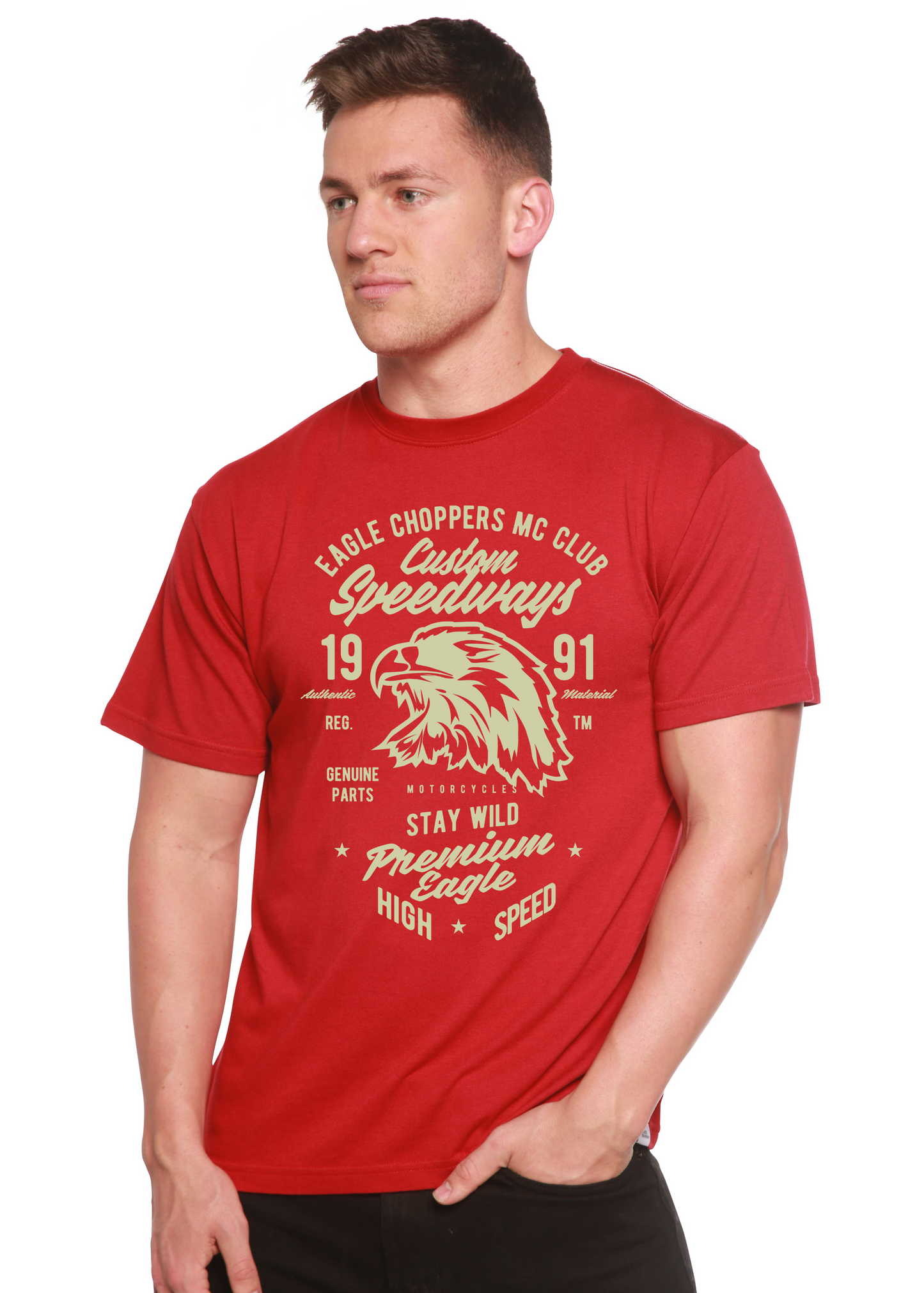 Custom Speedways Premium Eagle Men's Bamboo Viscose/Organic Cotton Short Sleeve Graphic T-Shirt