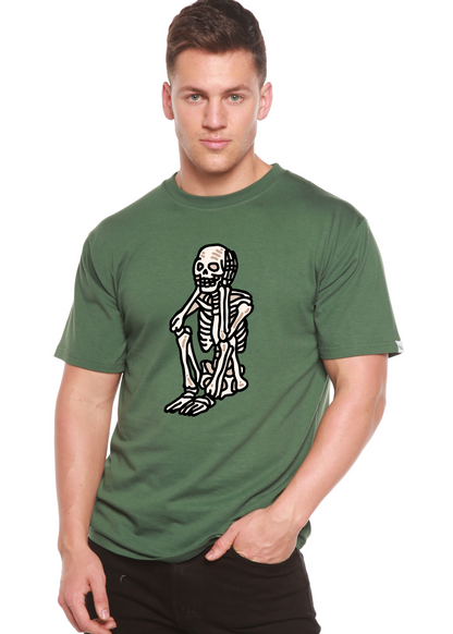 Sad Skeleton Halloween Unisex Bamboo Viscose/Organic Cotton Short Sleeve Graphic T-Shirt