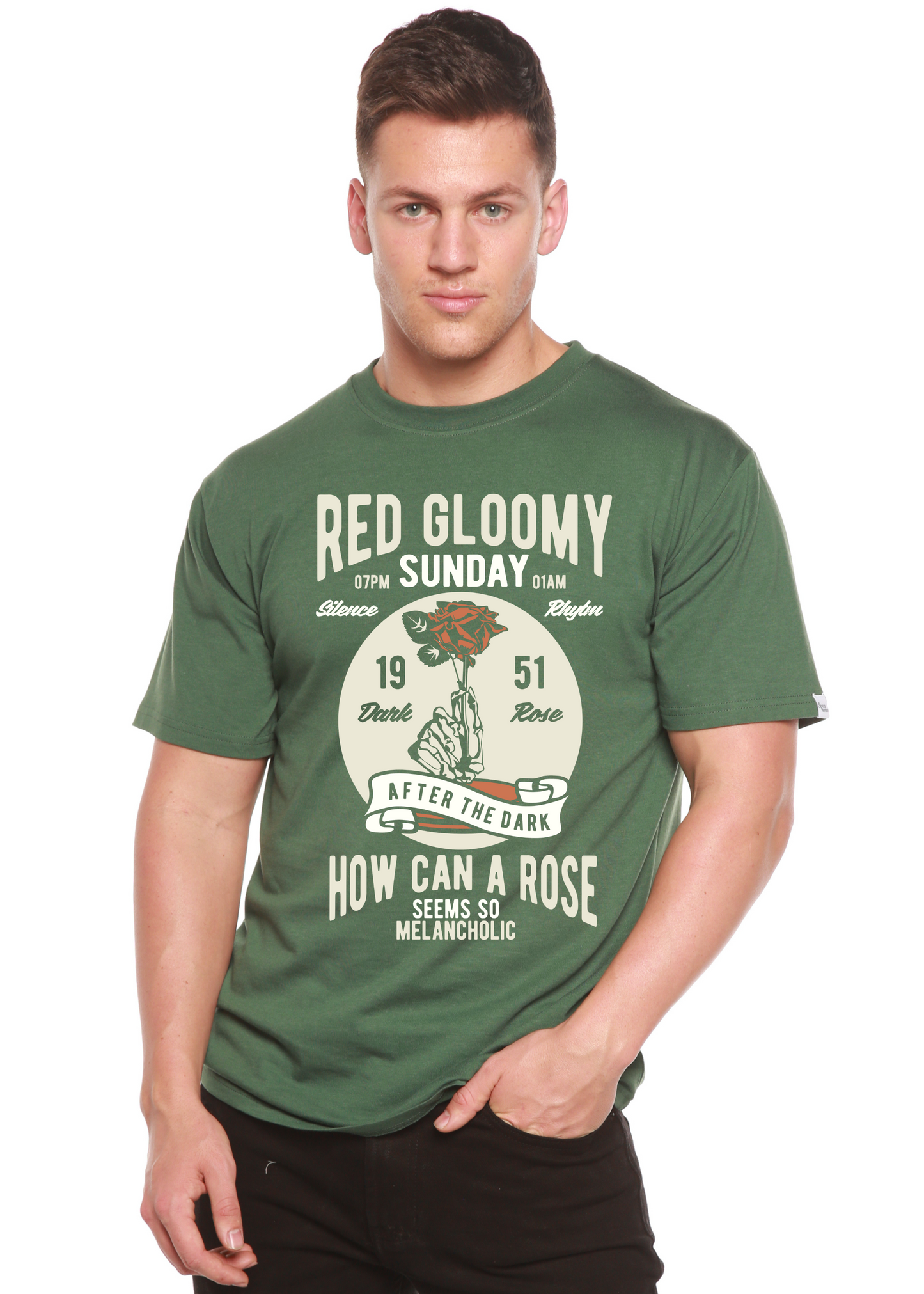 Red Gloomy Spun Bamboo® Men's Bamboo Viscose/Organic Cotton Short Sleeve Graphic T-Shirt