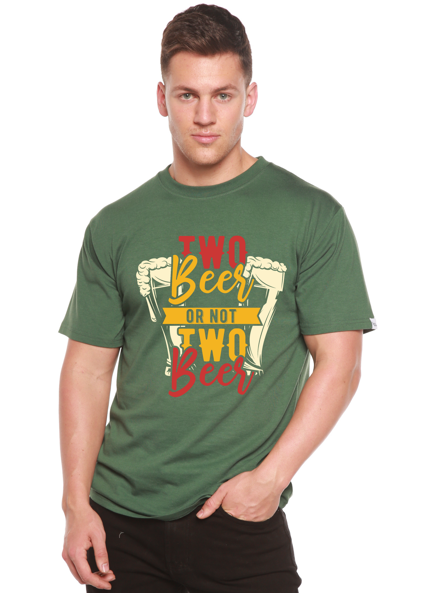 Two Beer Men's Bamboo Viscose/Organic Cotton Short Sleeve Graphic T-Shirt