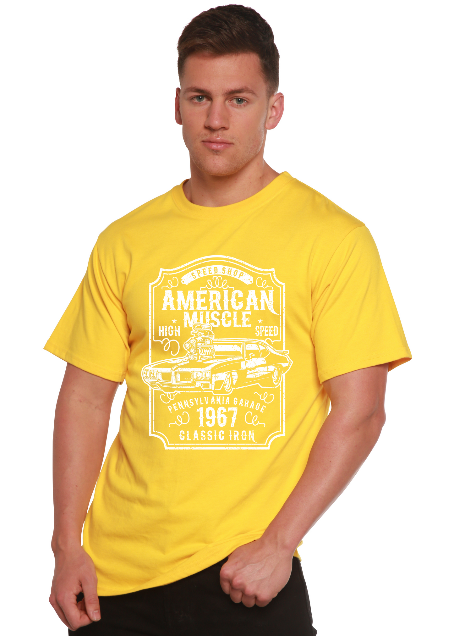 American Muscle Men's Bamboo Viscose/Organic Cotton Short Sleeve Graphic T-Shirt