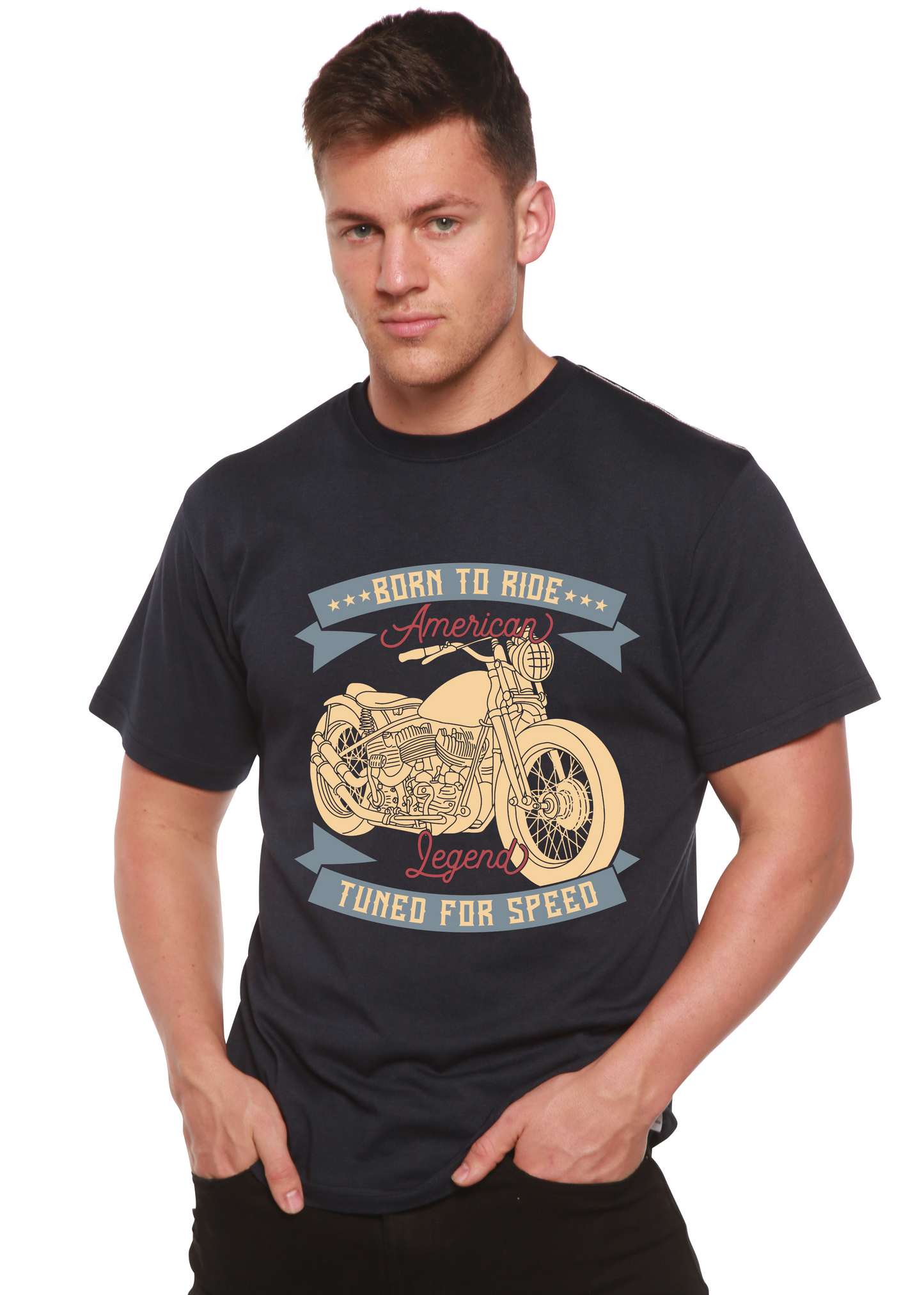 Born To Ride American Legend Men's Bamboo Viscose/Organic Cotton Short Sleeve Graphic T-Shirt