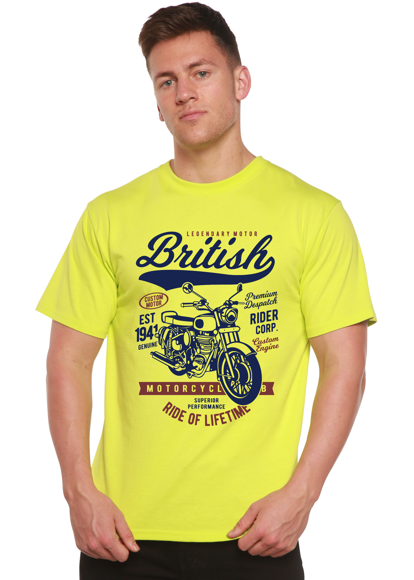 British Motorcycle Men's Bamboo Viscose/Organic Cotton Short Sleeve Graphic T-Shirt